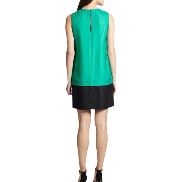 Kate Spade Green Rosita Rhinestone Silk Dress Sz 4 sleeveless color block - Picture 3 of 4